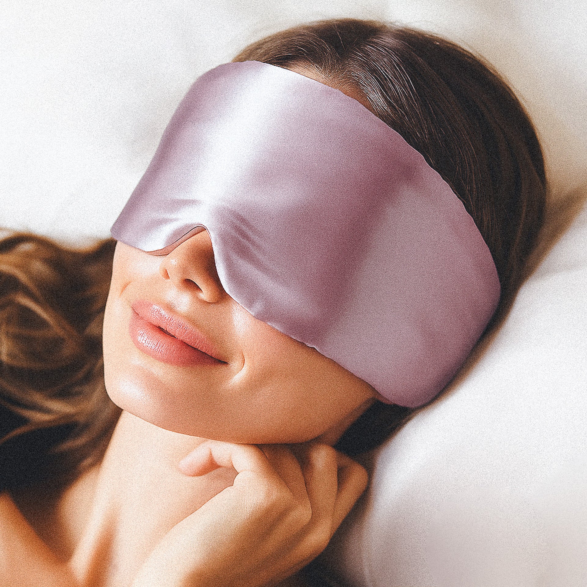 Masque de sommeil en soie à 100 % pour un sommeil profond avec protection des cils rose