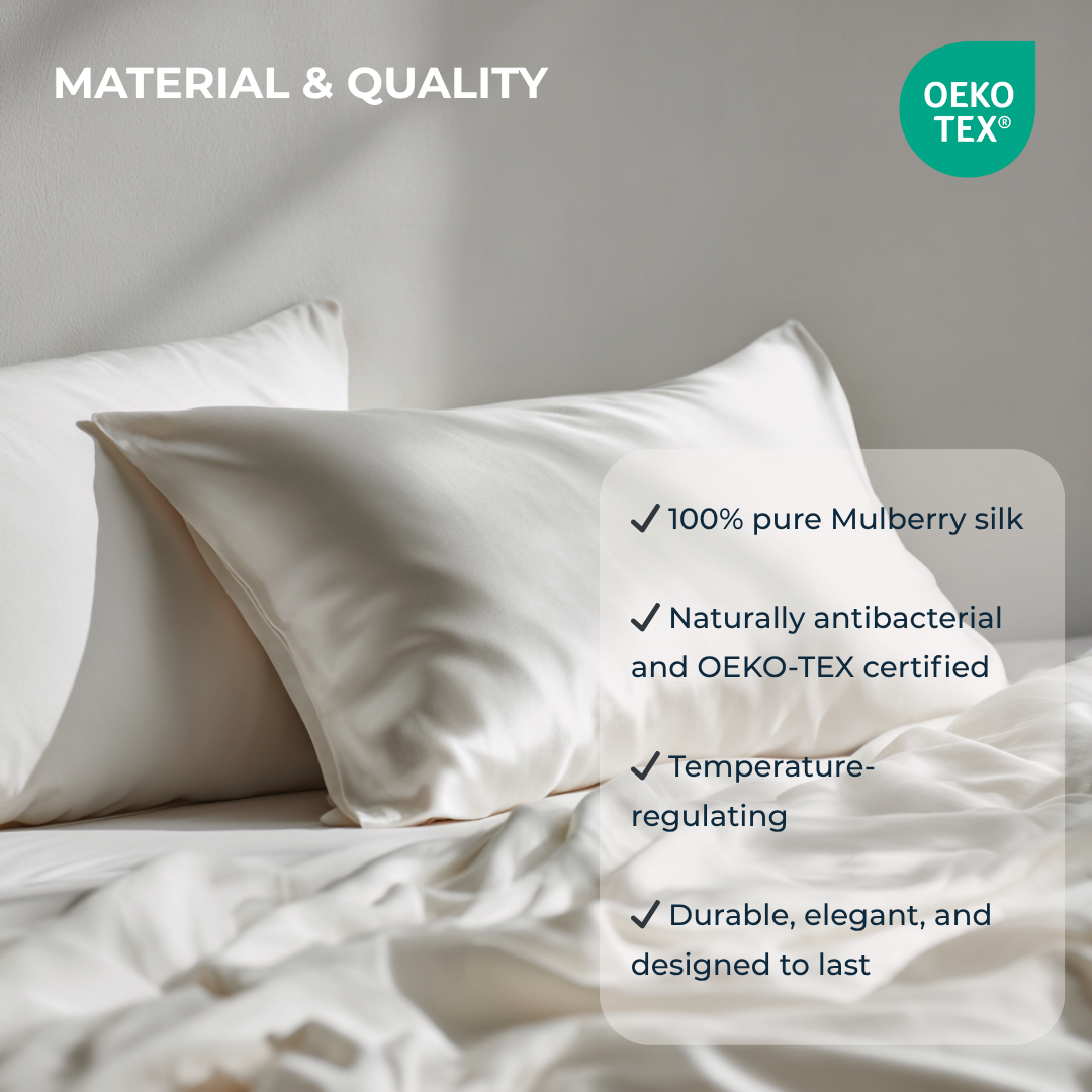 Taie d'oreiller en soie 100% premium ivoire blanc