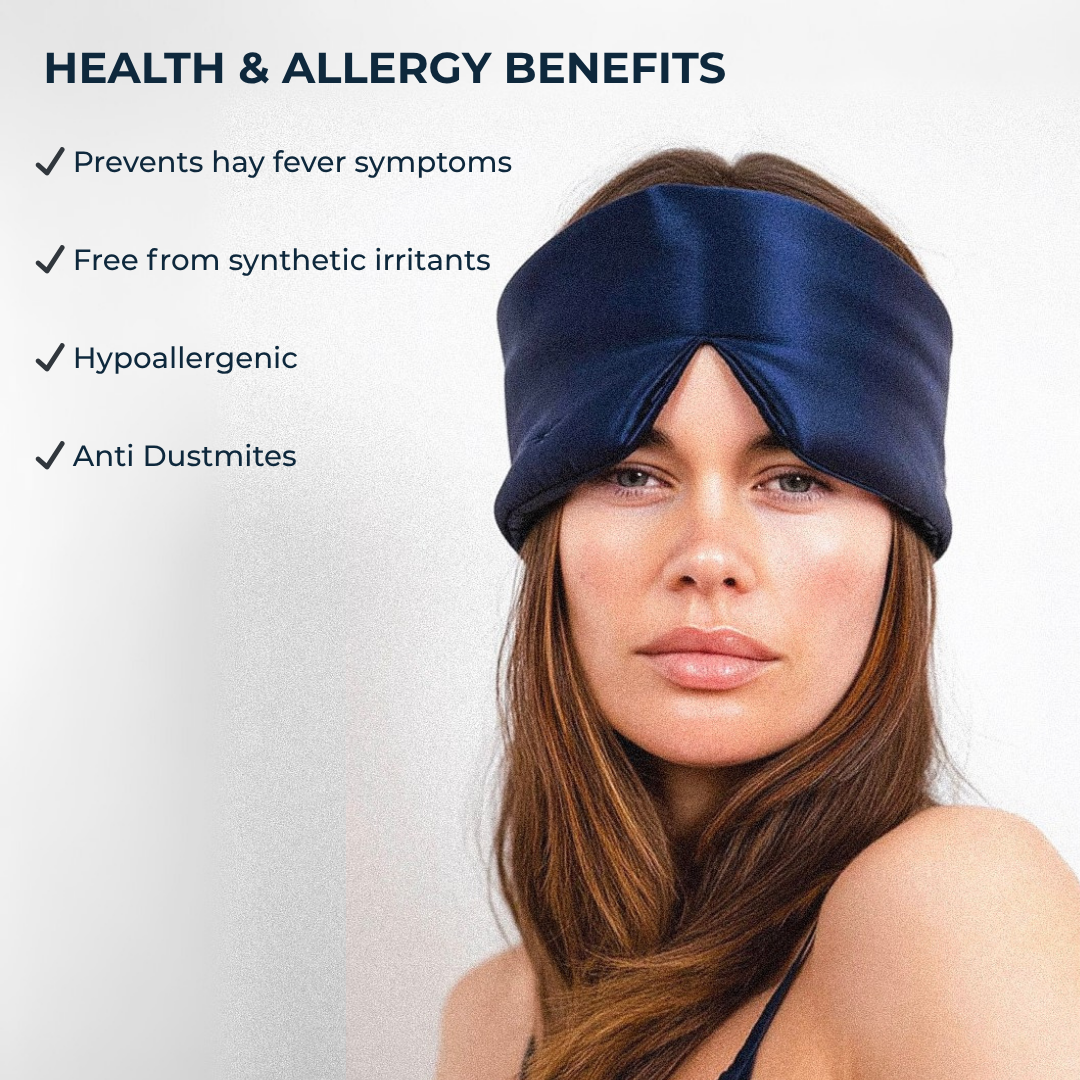Masque de sommeil en soie à 100% pour un sommeil profond bleu marine