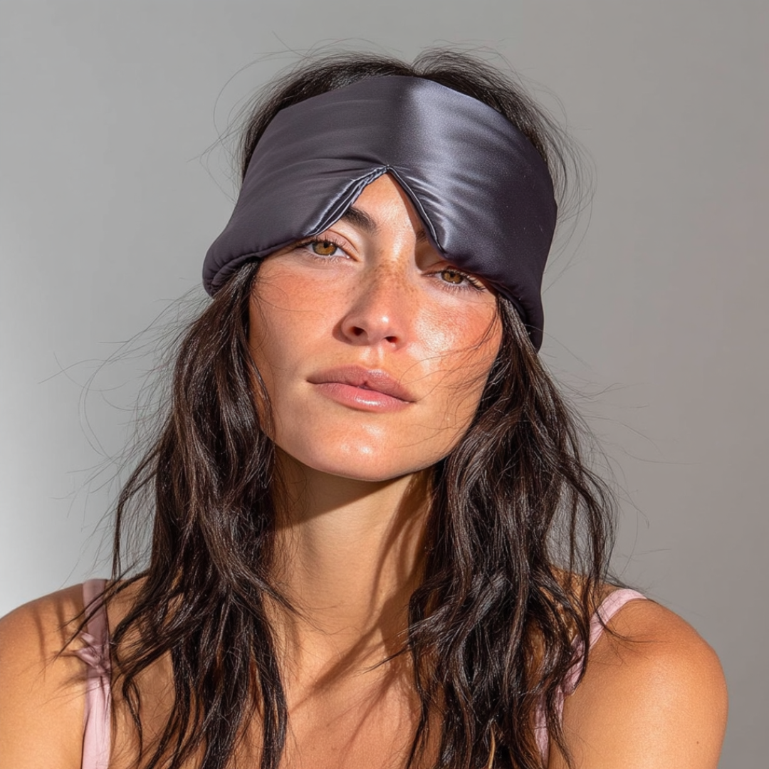 Masque de sommeil en soie à 100% pour un sommeil profond Gris