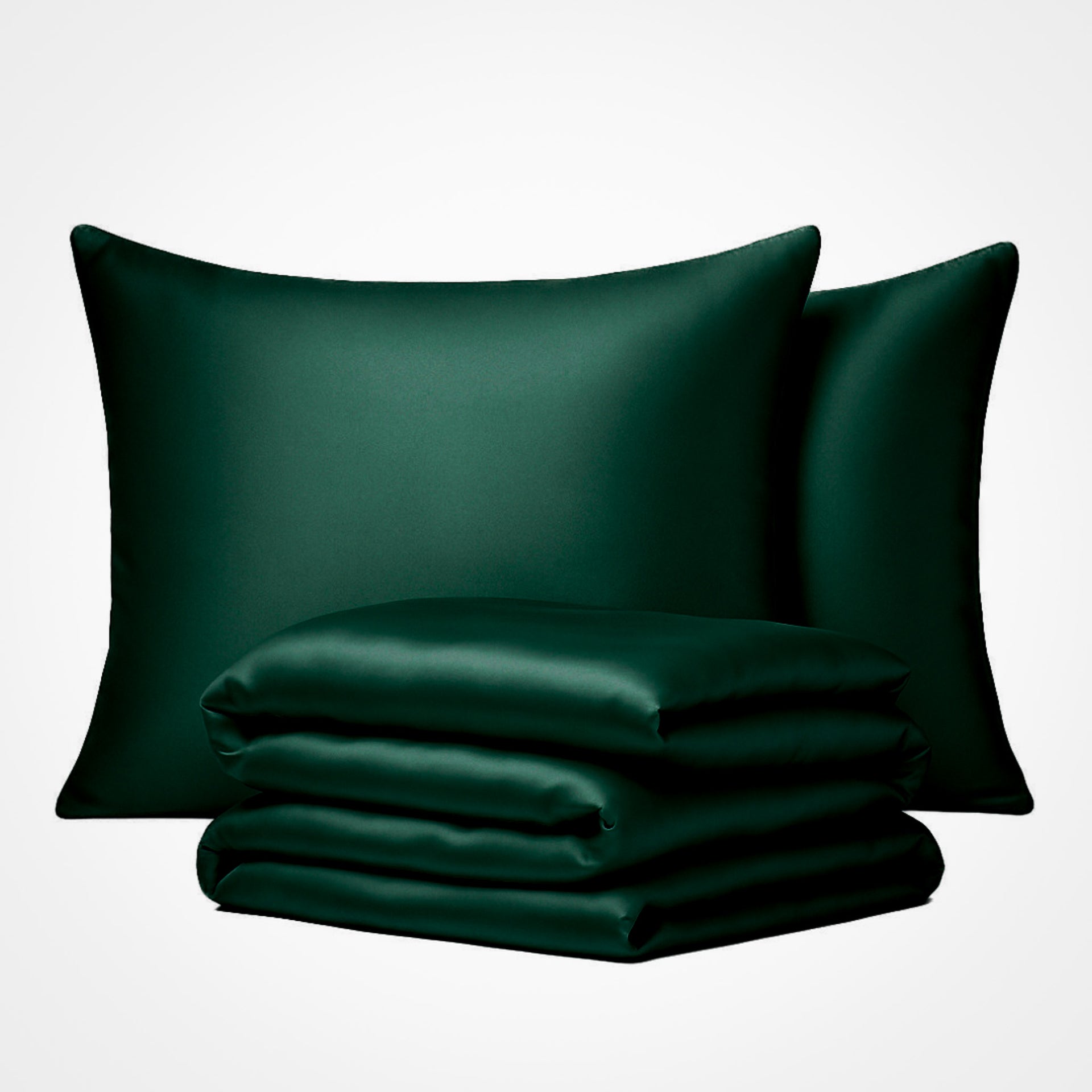 Ensemble de housse de couette en soie premium vert