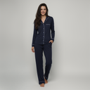 Bamboe Pyjama Set met Lange Mouwen – Donkerblauw 