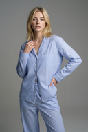 Ensemble de pyjama à rayures longues – Bleu clair 