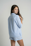 Ensemble de Pyjama Rayé Court – Bleu Clair 