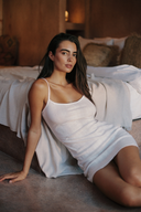 Silhouette Douce Slip-Kleid aus 100 % Baumwolle – Weiß