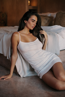 Silhouette Douce Slip-Kleid aus 100 % Baumwolle – Weiß