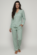 Grünes Gingham Komfort-Pyjama-Set 