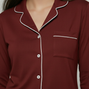 Bambus Langarm-Pyjama-Set – Bordeaux 