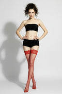 Top de encaje con medias de red hasta el muslo - Rojo 