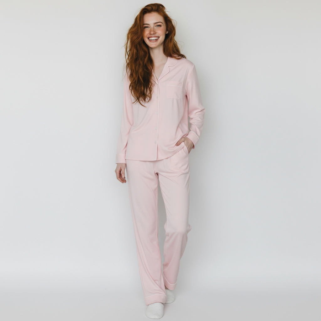 Conjunto de pijama de satén de manga corta – Azul claro 