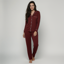 Bambus Langarm-Pyjama-Set – Bordeaux 