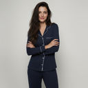 Bamboe Pyjama Set met Lange Mouwen – Donkerblauw 