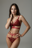 Set di lingerie in pizzo con spalline Crimson Desire 