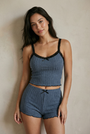 Ensemble de pyjama côtelé de minuit - Bleu 