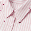 Gestreiftes Button-Down-Pyjama-Set mit Shorts, entspannte Passform 