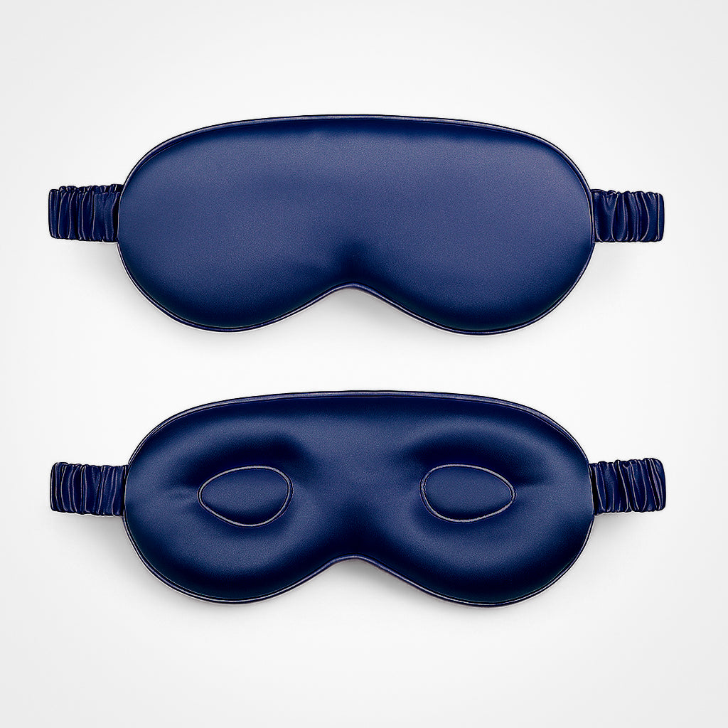 100% Seidenschlafmaske für tiefen Schlaf mit Wimpernschutz Marineblau 