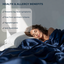 Juego de funda nórdica de seda premium azul marino 