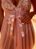 Set Babydoll in Pizzo Trasparente Rosé Dream 