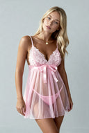 Rosé Dream Sheer Lace Babydoll Set Moonhaven