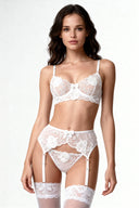 Set di lingerie in velluto bianco rosa 