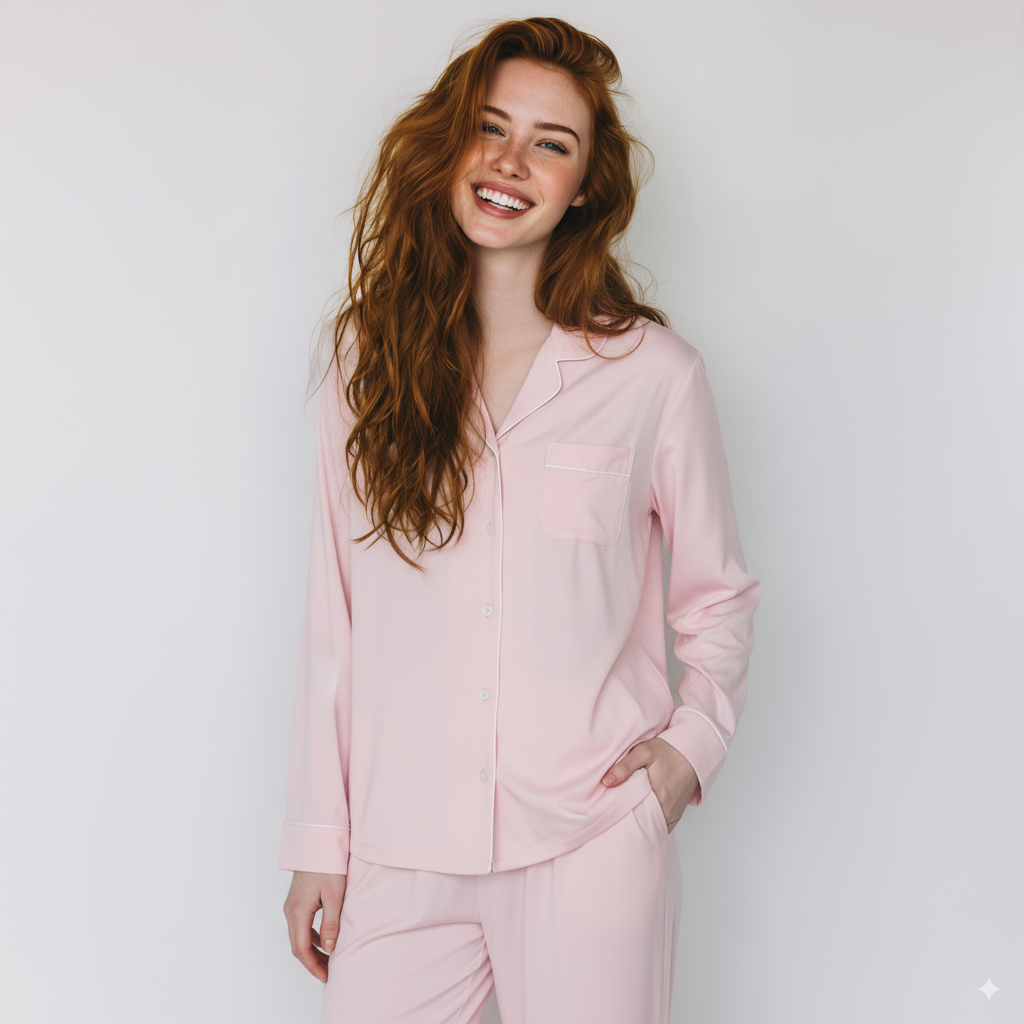 Conjunto de pijama de satén de manga corta – Azul claro 