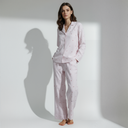 Gestreiftes Button-Down-Pyjama-Set mit Shorts, entspannte Passform 