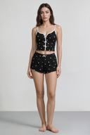 Ensemble de pyjama débardeur côtelé - Rose avec des cœurs 