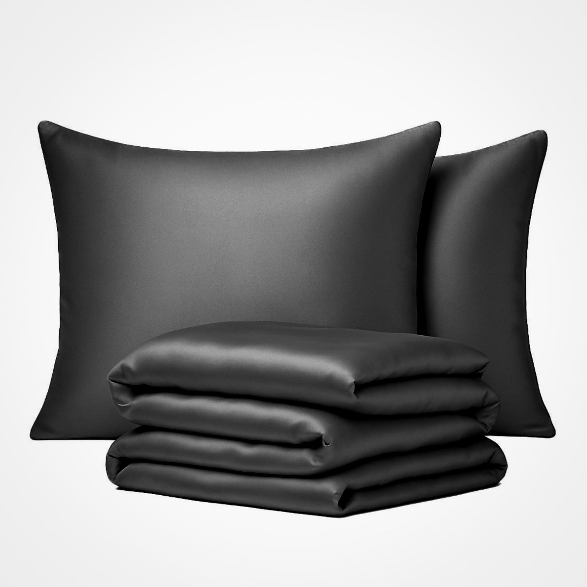 Premium Seiden-Bettbezug-Set Grau 
