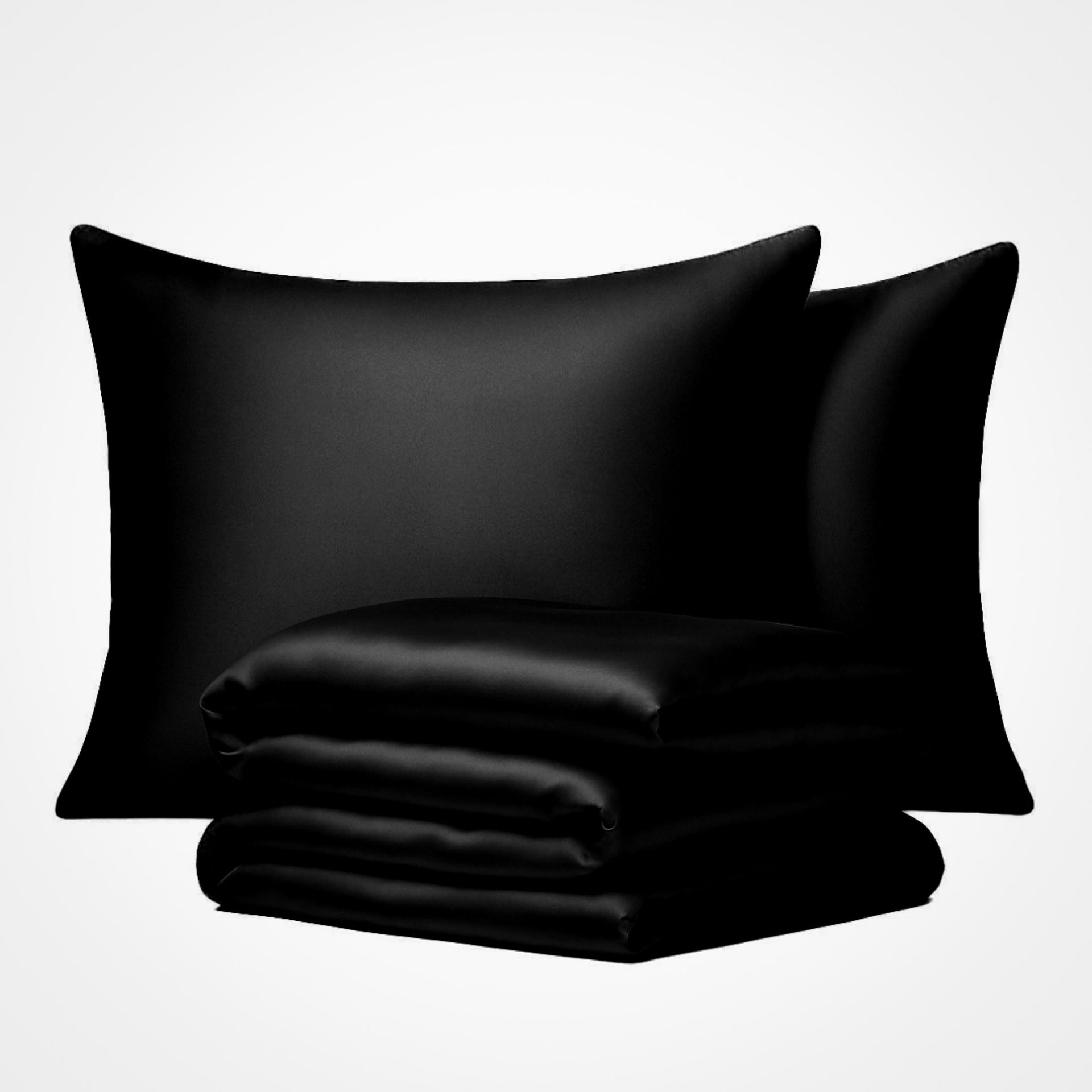 Premium Seidenbettbezug-Set Schwarz 