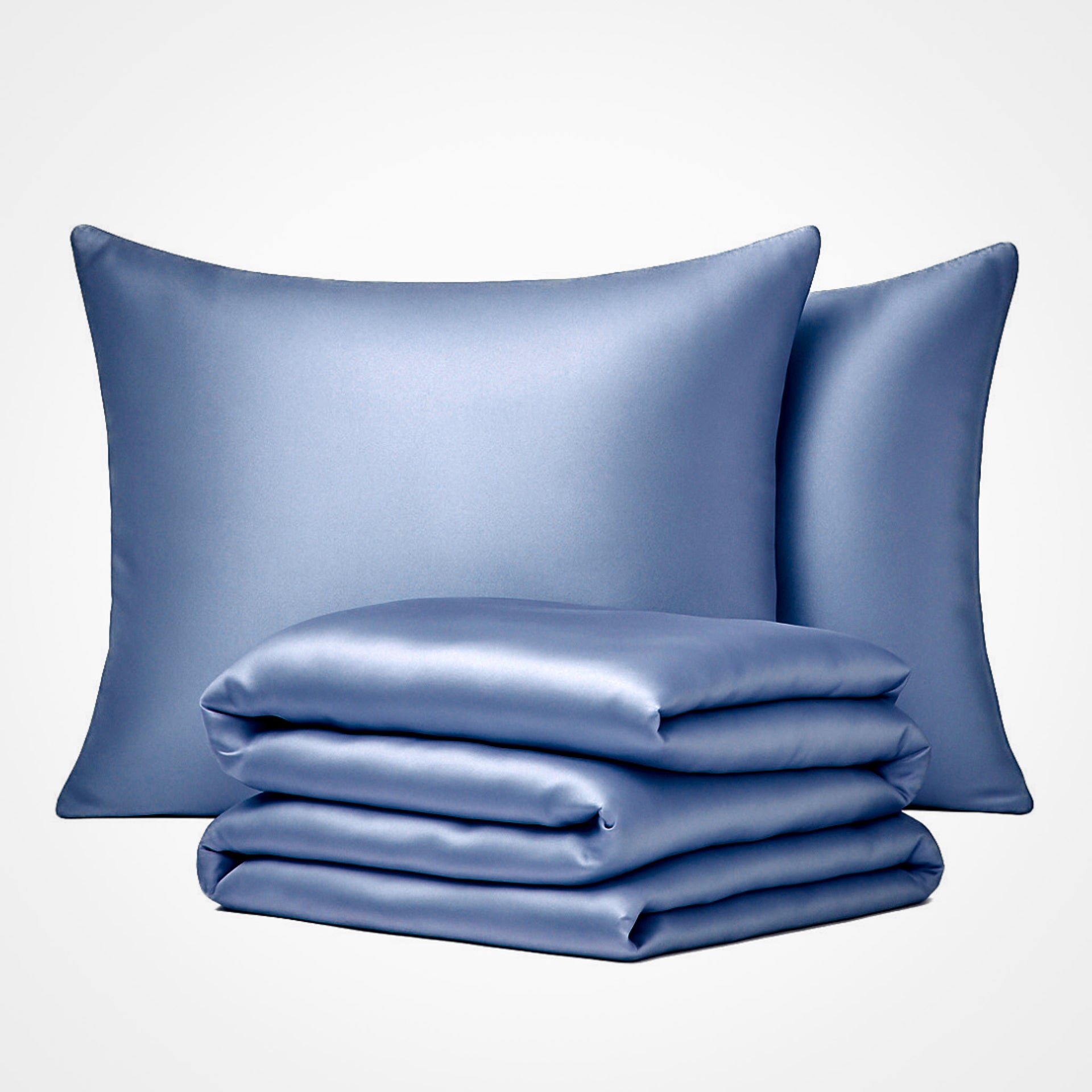 Premium Seiden-Bettbezug-Set Blau 
