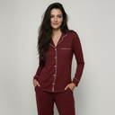 Bambus Langarm-Pyjama-Set – Bordeaux 