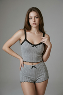Midnight Ribbed Pajama Set - Grey moonhaven  lingerie set pajama set
