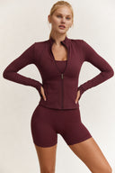 Moonhaven SoftFlow™ Cropped sports jacket - Burgundy