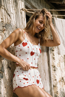 Geripptes Cami-Pyjama-Set - Große rote Herzen 