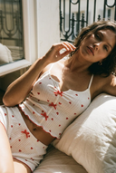 100% Cotton - Ribbed cami pajama set - Small red hearts