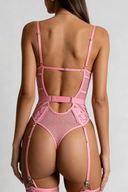 Schieres Spitzen-Harness-Dessous-Set - Marineblau 