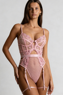 Schieres Spitzen-Harness-Dessous-Set - Marineblau 