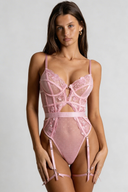 Schieres Spitzen-Harness-Dessous-Set - Marineblau 