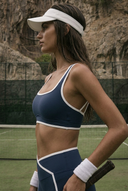Moonhaven SoftFlow™ Square Neck Sports Bra Contrast Trim - Midnight Blue