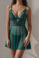 Mitternachtsspitze durchsichtiges Babydoll-Set 