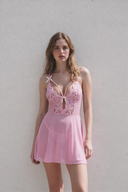Mitternachtsspitze durchsichtiges Babydoll-Set 