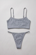 100 % Baumwolle – Dessous-Set „Sweet Meadow“ – String mit schmalen Trägern
