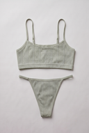 100 % Baumwolle – Dessous-Set „Sweet Meadow“ – String mit schmalen Trägern