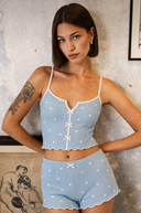 100 % algodón - Conjunto de pijama con camiseta de tirantes de punto elástico - Corazones rojos pequeños