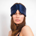 Maschera per il sonno in seta al 100% per un sonno profondo con protezione per le ciglia Navy 